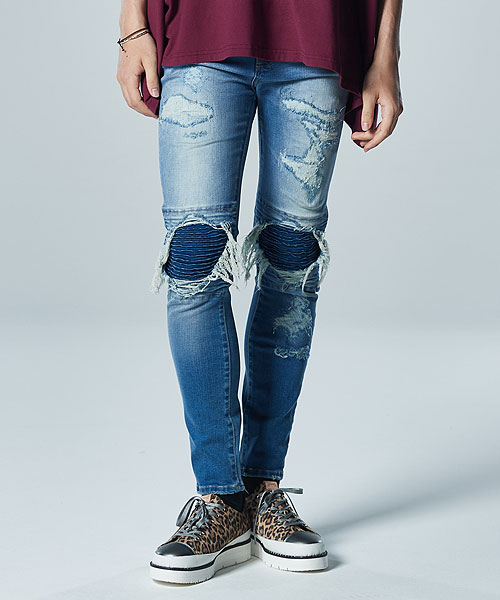 40％OFF SALE セール glamb グラム Damaged Biker Skinny Denim パンツ