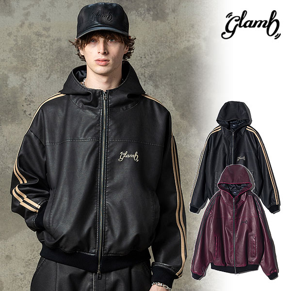 glamb グラム Synth Leather Hooded Track Jacket ジャケット atfjkt glamb グラム Synth Leather Hooded Track Jacket ジャケット atfjkt