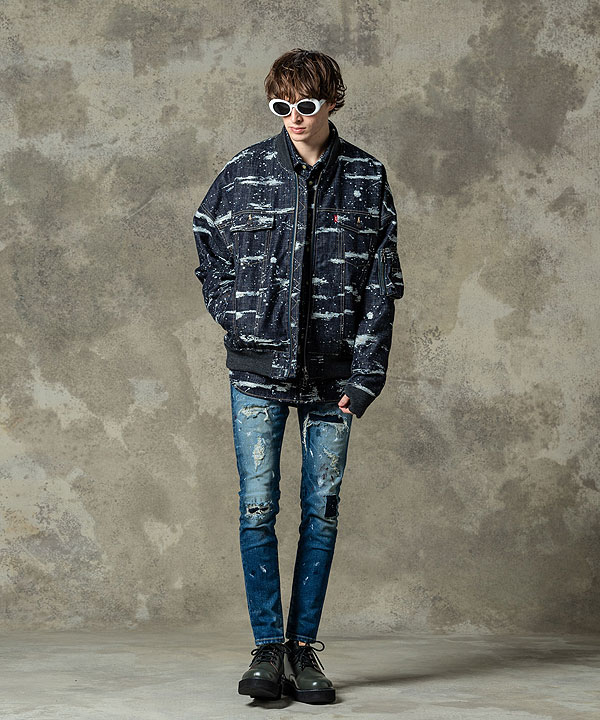 glamb グラム Splash Jacquard Denim MA-1 ジャケット atfjkt