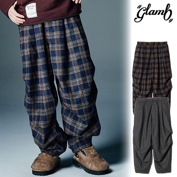 2026 秋 先行予約 9月中旬〜下旬入荷予定 glamb グラム Knee Tuck Check Pants パンツ 送料無料 キャンセル不可 atfpts