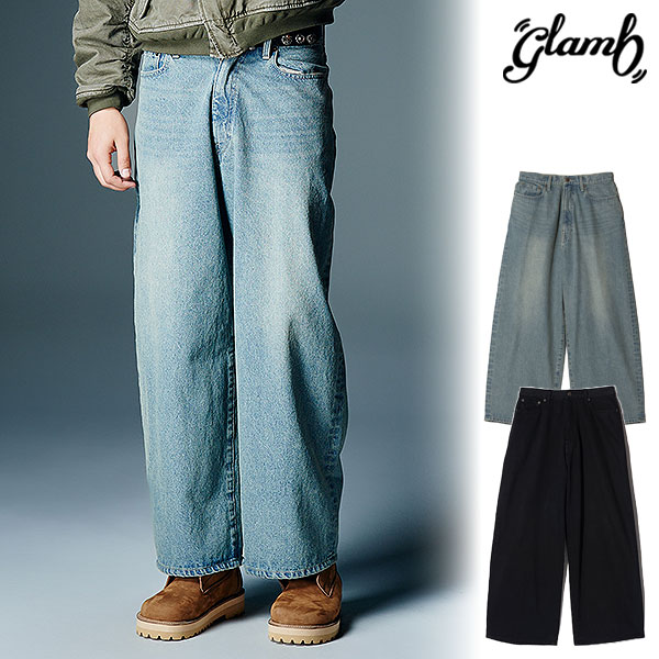 2026 秋 先行予約 8月下旬〜9月上旬入荷予定 glamb グラム Leather Combination Wide Denim パンツ 送料無料 キャンセル不可 atfpts