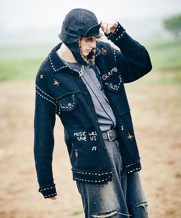 2025 冬 先行予約 12月下旬〜1月上旬入荷予定 glamb グラム Beadswork Knit Jacket ジャケット 送料無料 キャンセル不可 atfjkt_12