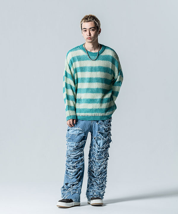 40％OFF SALE セール glamb グラム Mesh Border Knit メッシュボーダーニット ニット 送料無料 atftps