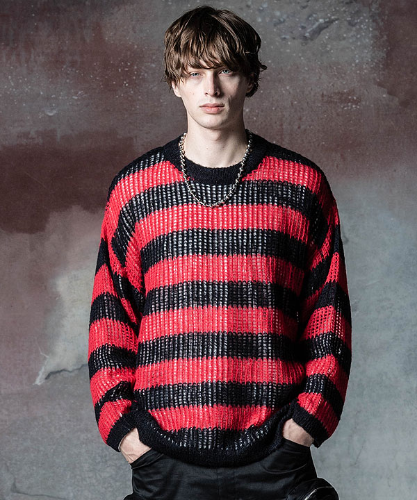 40％OFF SALE セール glamb グラム Mesh Border Knit メッシュボーダーニット ニット 送料無料 atftps