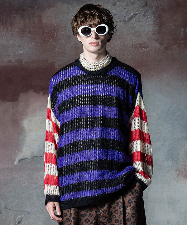 40％OFF SALE セール glamb グラム Mesh Border Knit メッシュボーダーニット ニット 送料無料 atftps