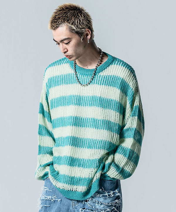 40％OFF SALE セール glamb グラム Mesh Border Knit メッシュボーダーニット ニット 送料無料 atftps