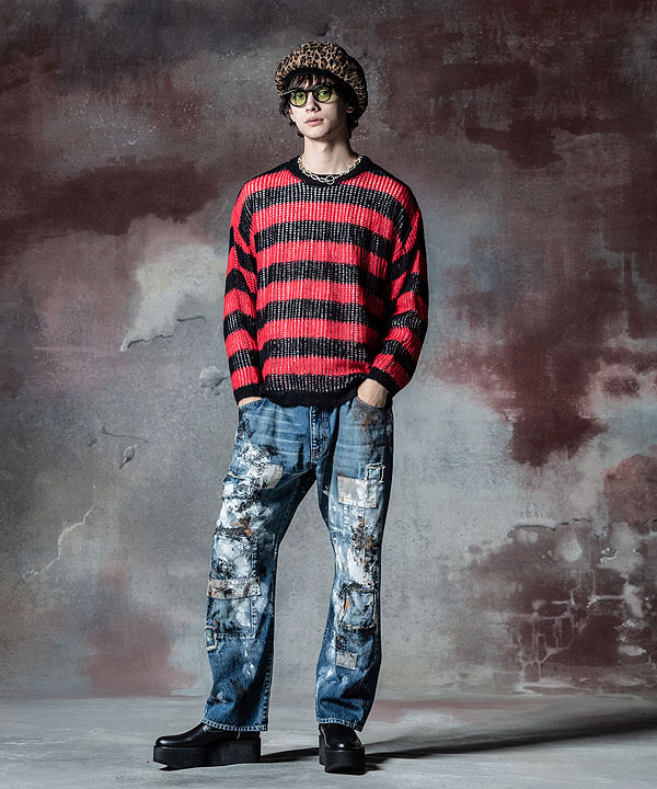 40％OFF SALE セール glamb グラム Mesh Border Knit メッシュボーダーニット ニット 送料無料 atftps