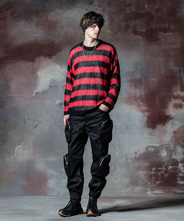 40％OFF SALE セール glamb グラム Mesh Border Knit メッシュボーダーニット ニット 送料無料 atftps