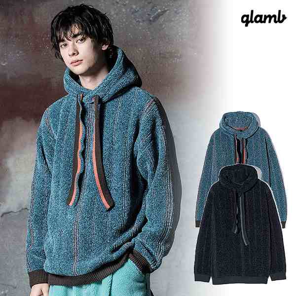 2024 秋 先行予約 9月下旬〜10月上旬入荷予定 glamb グラム Striped Knit Hoodie ストライプニットフーディ パーカー 送料無料 atftps