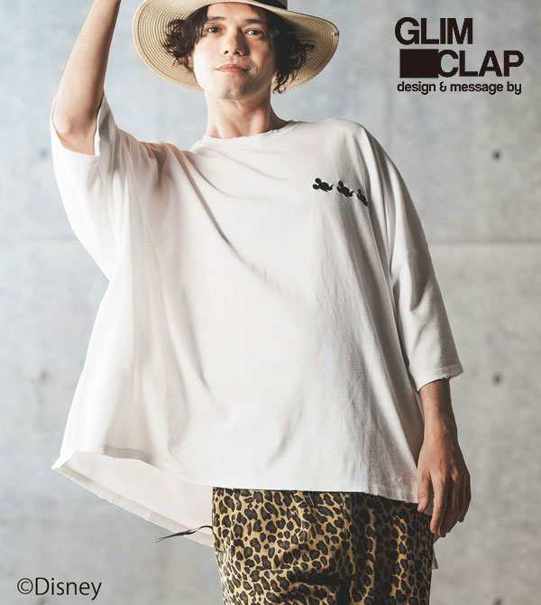 2024 春夏 3rd 先行予約 7月上旬〜中旬入荷予定 GLIMCLAP グリムクラップ Mickey Mouse/Embroidered Oversized T-shirt メンズ atftps