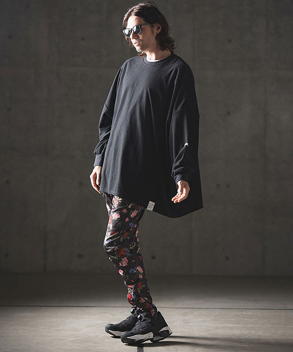 2024 秋冬 1st 先行予約 8月中旬〜下旬入荷予定 GLIMCLAP グリムクラップ Tight fit track pants -revival botanical pattern- メンズ