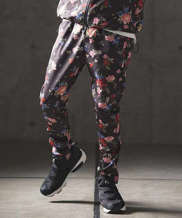 2024 秋冬 1st 先行予約 8月中旬〜下旬入荷予定 GLIMCLAP グリムクラップ Tight fit track pants -revival botanical pattern- メンズ