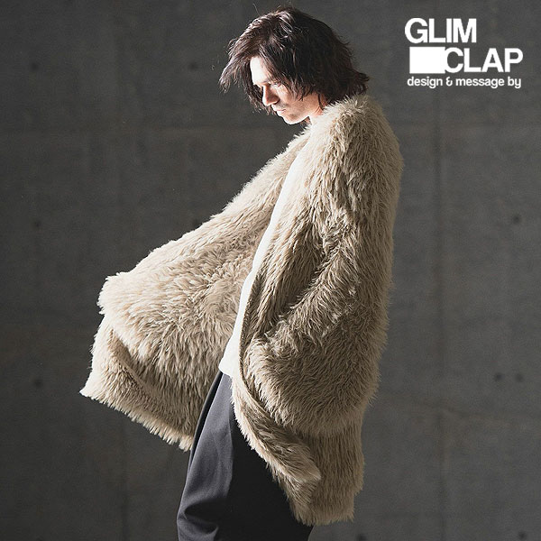 2024 秋冬 1st 先行予約 12月上旬〜中旬入荷予定 GLIMCLAP グリムクラップ Feather yarn Button less long cardigan メンズ