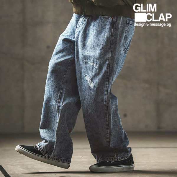 2024 秋冬 2nd 先行予約 10月下旬〜11月上旬入荷予定 GLIMCLAP Chemical processing denim wide straight pants atfpts