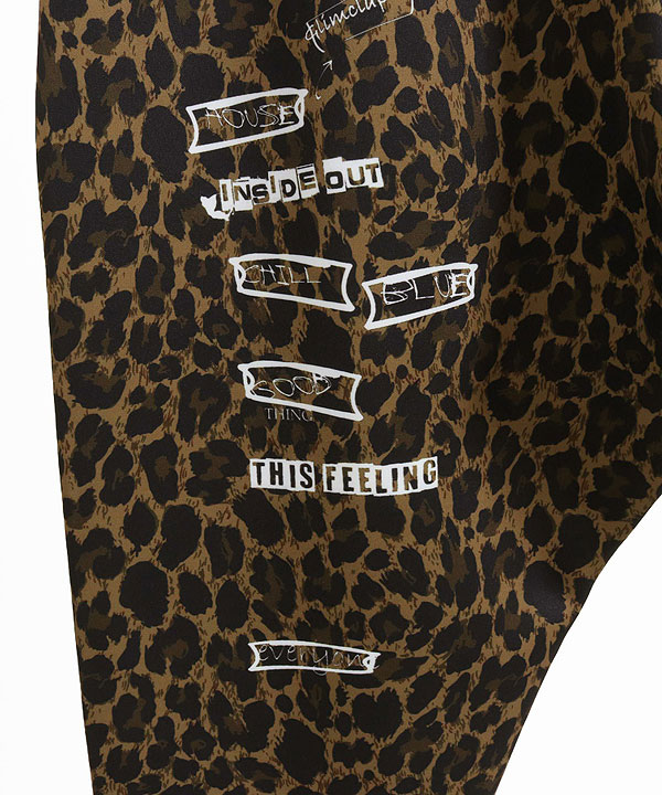 2024 秋冬 2nd 先行予約 10月上旬〜中旬入荷予定 GLIMCLAP Tight fit track pants -leopard × hand writing pattern-