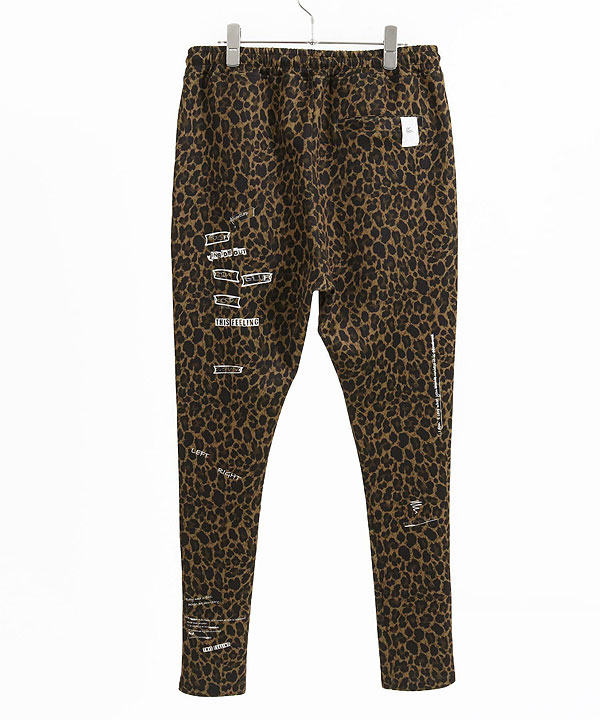 2024 秋冬 2nd 先行予約 10月上旬〜中旬入荷予定 GLIMCLAP Tight fit track pants -leopard × hand writing pattern-