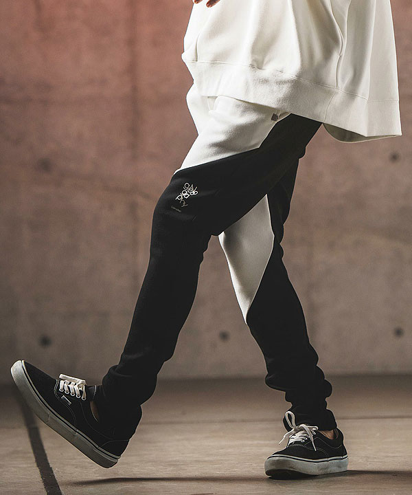 GLIMCLAP Back shaggy double knit color scheme design tight fit pants_1