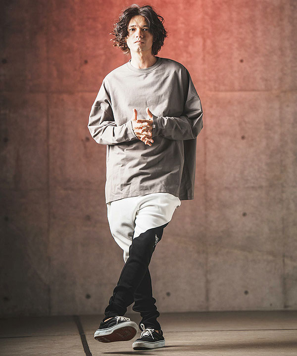 GLIMCLAP Back shaggy double knit color scheme design tight fit pants_7