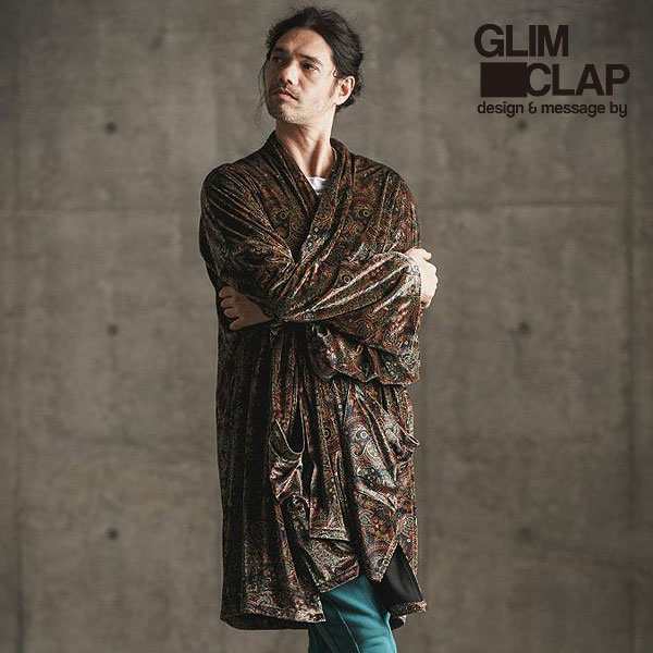 2024 春夏 1st 先行予約 2月上旬〜中旬入荷予定 GLIMCLAP グリムクラップ Paisley pattern × solid color gown-ish coat メンズ ガウン