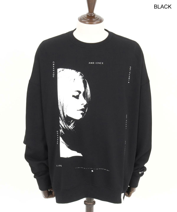2024 秋冬 3rd 先行予約 11月上旬〜中旬入荷予定 GLIMCLAP グリムクラップ Printed oversized sweatshirt -Girl & Ambience-