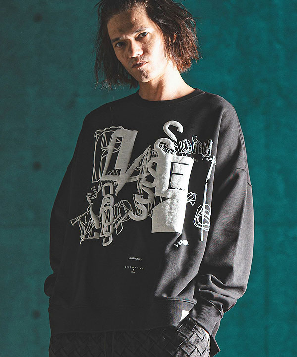 2024 秋冬 3rd 先行予約 11月上旬〜中旬入荷予定 GLIMCLAP グリムクラップ Printed oversized sweatshirt -Handwriting Art-