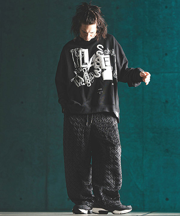 2024 秋冬 3rd 先行予約 11月上旬〜中旬入荷予定 GLIMCLAP グリムクラップ Printed oversized sweatshirt -Handwriting Art-