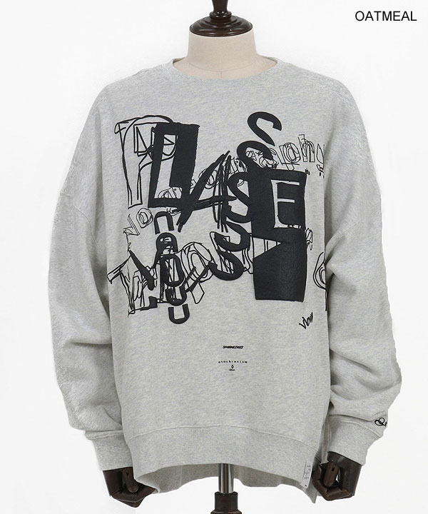 2024 秋冬 3rd 先行予約 11月上旬〜中旬入荷予定 GLIMCLAP グリムクラップ Printed oversized sweatshirt -Handwriting Art-