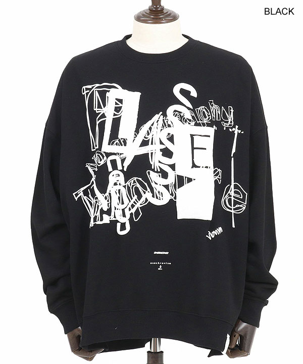 2024 秋冬 3rd 先行予約 11月上旬〜中旬入荷予定 GLIMCLAP グリムクラップ Printed oversized sweatshirt -Handwriting Art-