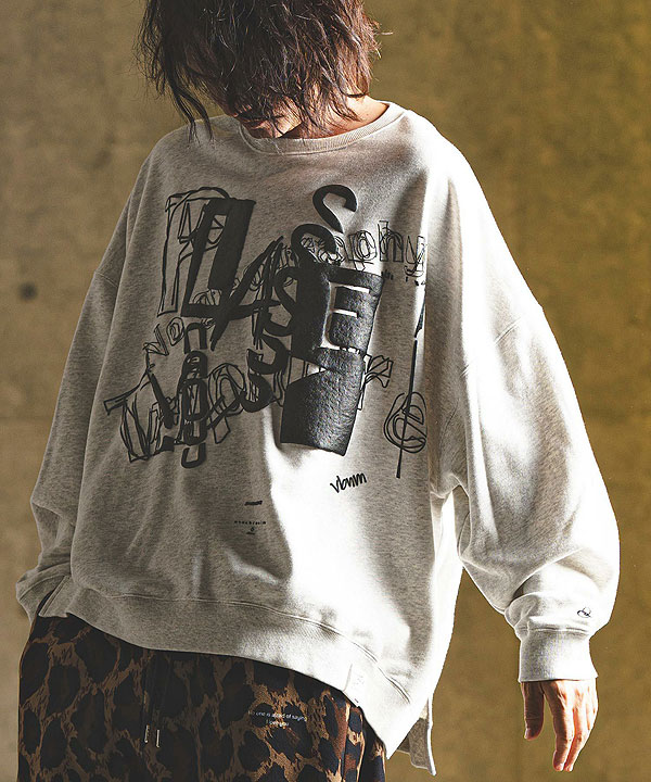 2024 秋冬 3rd 先行予約 11月上旬〜中旬入荷予定 GLIMCLAP グリムクラップ Printed oversized sweatshirt -Handwriting Art-