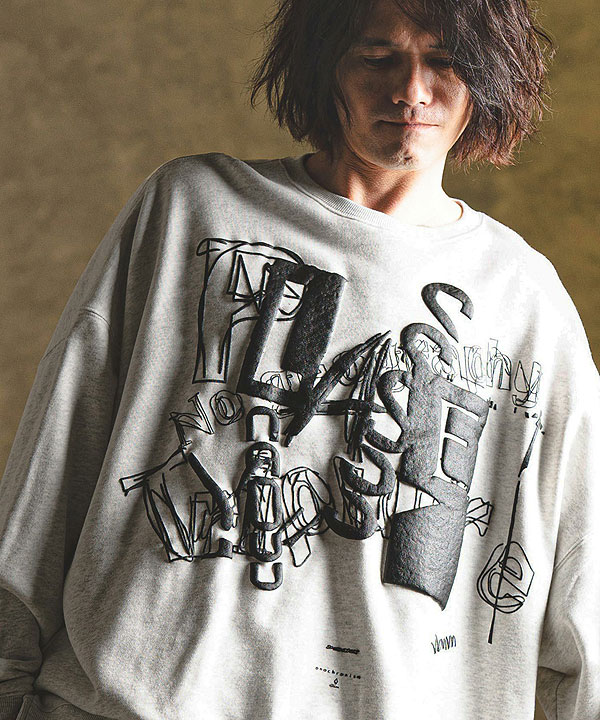 2024 秋冬 3rd 先行予約 11月上旬〜中旬入荷予定 GLIMCLAP グリムクラップ Printed oversized sweatshirt -Handwriting Art-