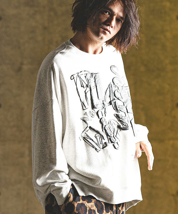 2024 秋冬 3rd 先行予約 11月上旬〜中旬入荷予定 GLIMCLAP グリムクラップ Printed oversized sweatshirt -Handwriting Art-