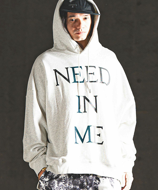 2024 秋冬 3rd 先行予約 11月上旬〜中旬入荷予定 GLIMCLAP グリムクラップ Printed oversized sweathoodie -NEED IN ME logo-