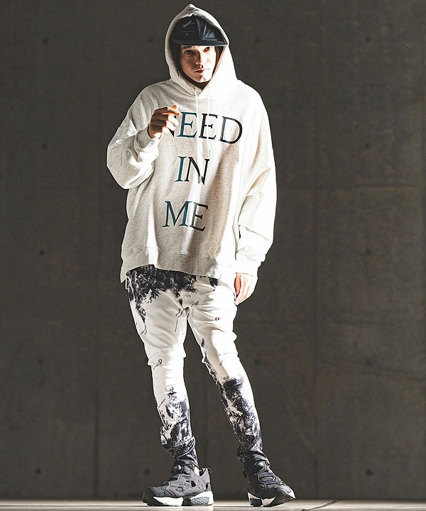 2024 秋冬 3rd 先行予約 11月上旬〜中旬入荷予定 GLIMCLAP グリムクラップ Printed oversized sweathoodie -NEED IN ME logo-