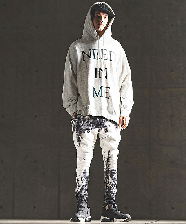 2024 秋冬 3rd 先行予約 11月上旬〜中旬入荷予定 GLIMCLAP グリムクラップ Printed oversized sweathoodie -NEED IN ME logo-