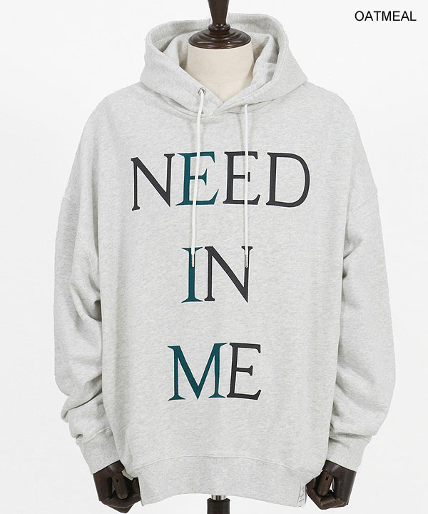 2024 秋冬 3rd 先行予約 11月上旬〜中旬入荷予定 GLIMCLAP グリムクラップ Printed oversized sweathoodie -NEED IN ME logo-