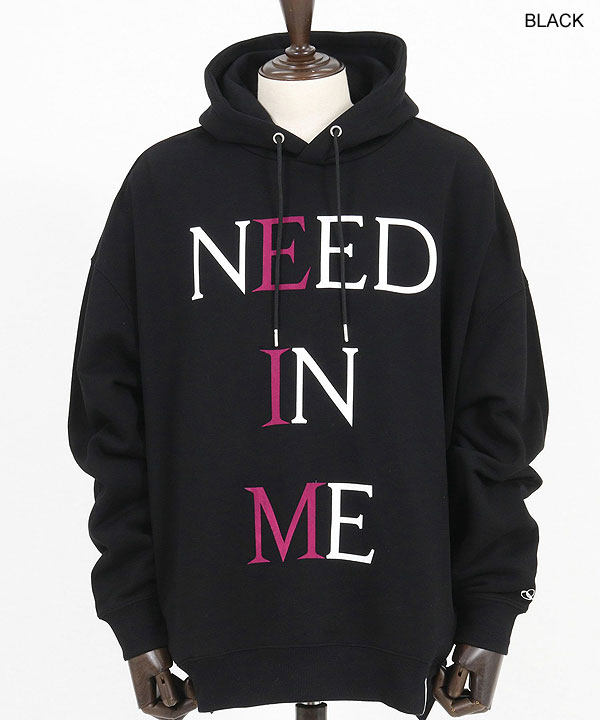 2024 秋冬 3rd 先行予約 11月上旬〜中旬入荷予定 GLIMCLAP グリムクラップ Printed oversized sweathoodie -NEED IN ME logo-