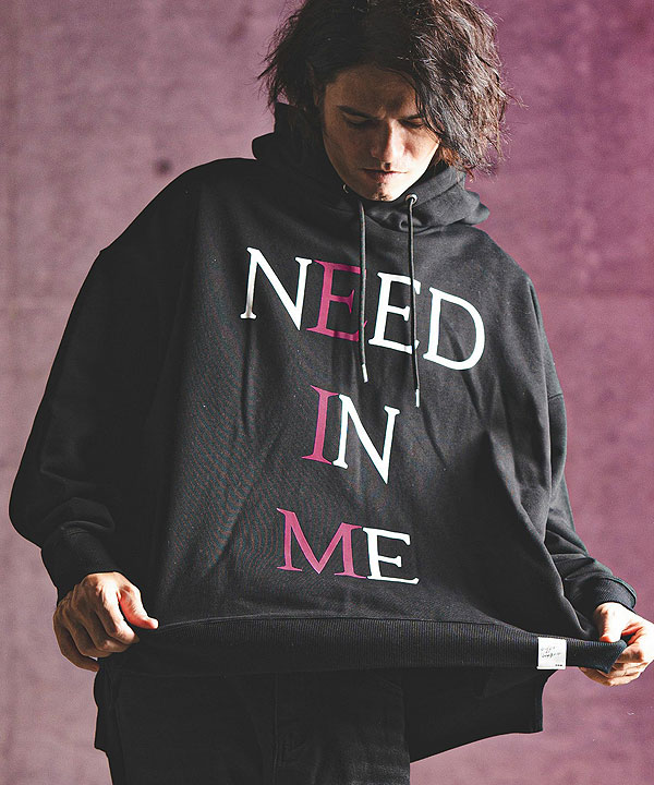 2024 秋冬 3rd 先行予約 11月上旬〜中旬入荷予定 GLIMCLAP グリムクラップ Printed oversized sweathoodie -NEED IN ME logo-