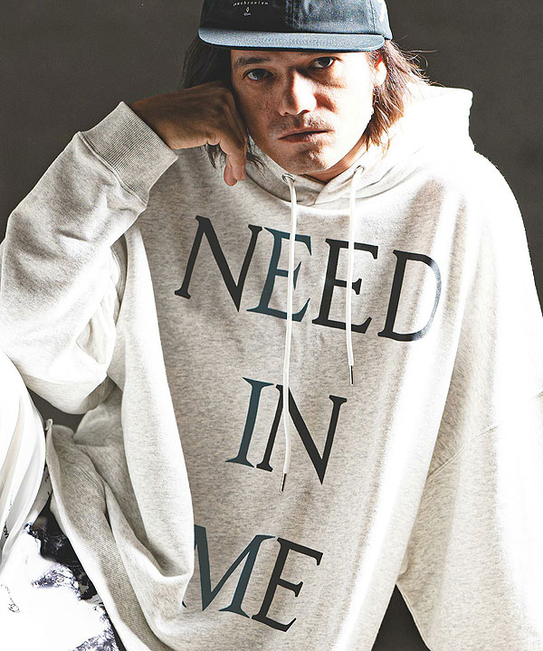 2024 秋冬 3rd 先行予約 11月上旬〜中旬入荷予定 GLIMCLAP グリムクラップ Printed oversized sweathoodie -NEED IN ME logo-