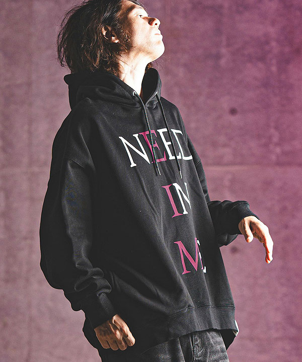 2024 秋冬 3rd 先行予約 11月上旬〜中旬入荷予定 GLIMCLAP グリムクラップ Printed oversized sweathoodie -NEED IN ME logo-