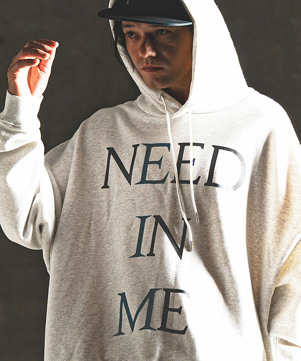 2024 秋冬 3rd 先行予約 11月上旬〜中旬入荷予定 GLIMCLAP グリムクラップ Printed oversized sweathoodie -NEED IN ME logo-