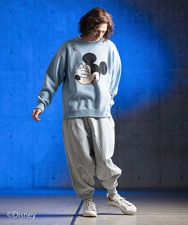 【お取り寄せ 50%OFF SALE セール】 GLIMCLAP グリムクラップ Jacquard cotton fabric sweater -Mickey Mouse-