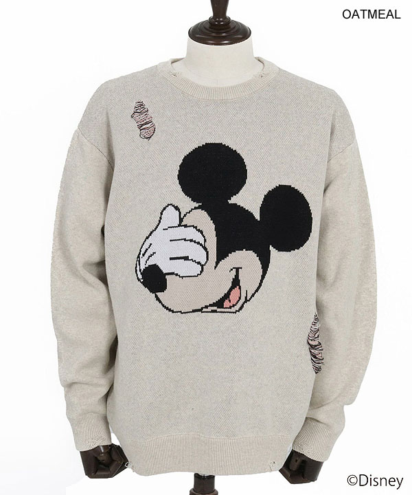 【お取り寄せ 50%OFF SALE セール】 GLIMCLAP グリムクラップ Jacquard cotton fabric sweater -Mickey Mouse-
