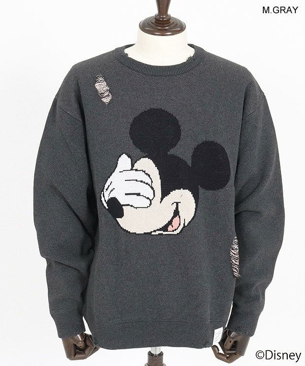 【お取り寄せ 50%OFF SALE セール】 GLIMCLAP グリムクラップ Jacquard cotton fabric sweater -Mickey Mouse-