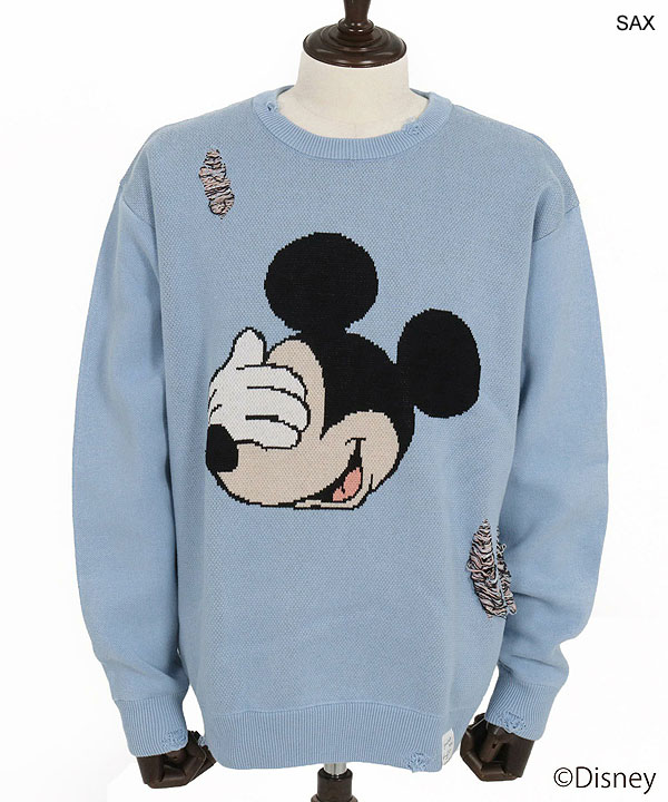 【お取り寄せ 50%OFF SALE セール】 GLIMCLAP グリムクラップ Jacquard cotton fabric sweater -Mickey Mouse-