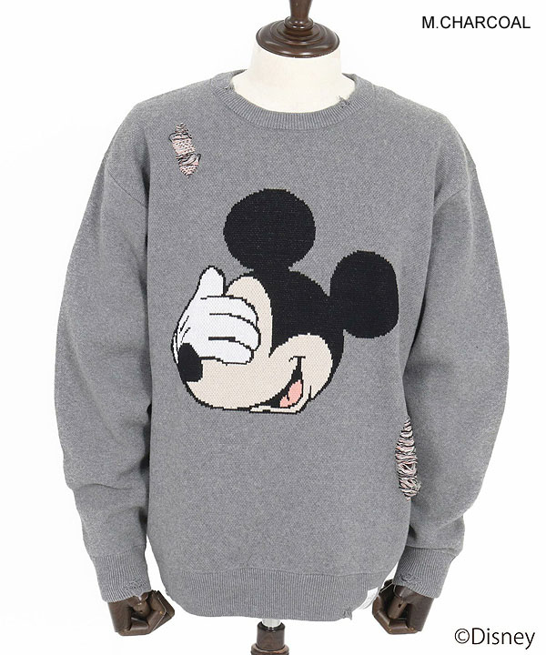 【お取り寄せ 50%OFF SALE セール】 GLIMCLAP グリムクラップ Jacquard cotton fabric sweater -Mickey Mouse-