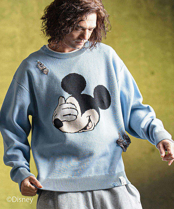 【お取り寄せ 50%OFF SALE セール】 GLIMCLAP グリムクラップ Jacquard cotton fabric sweater -Mickey Mouse-