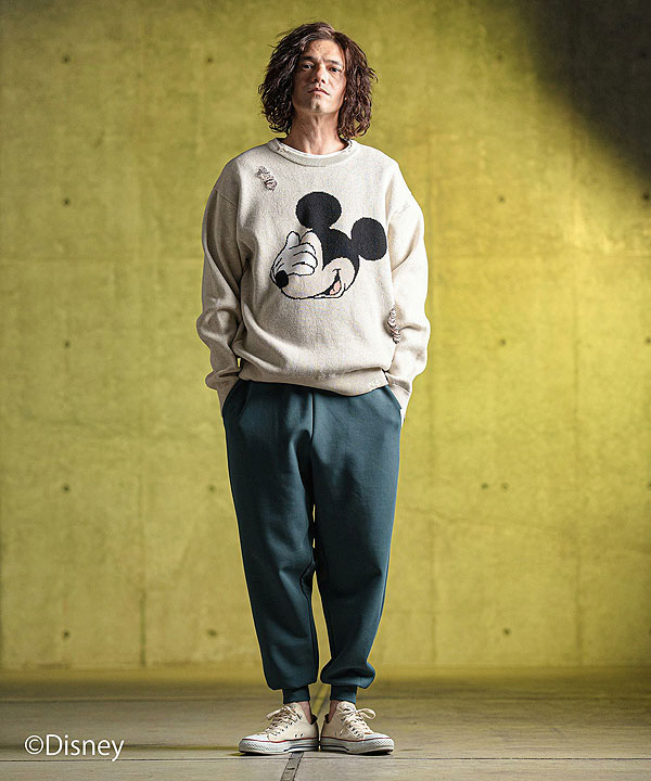 【お取り寄せ 50%OFF SALE セール】 GLIMCLAP グリムクラップ Jacquard cotton fabric sweater -Mickey Mouse-