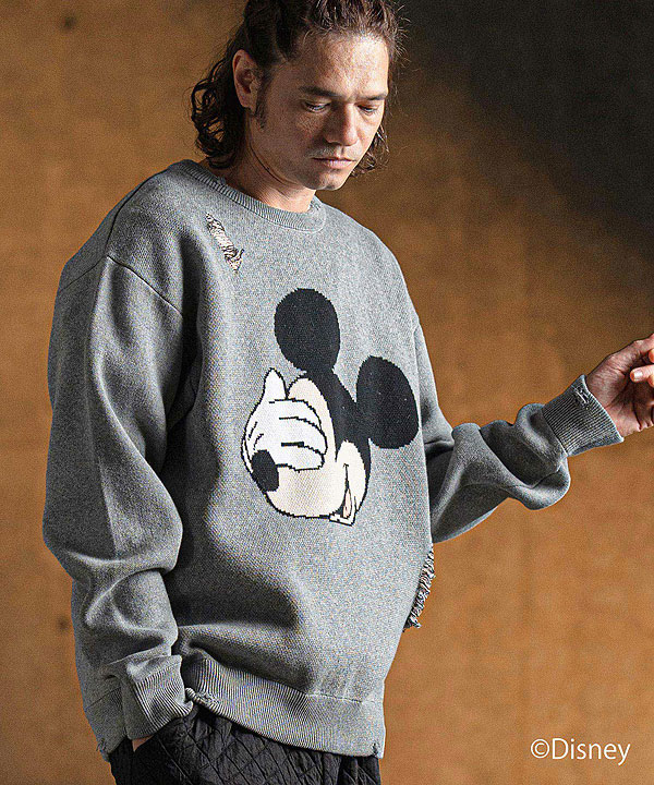 【お取り寄せ 50%OFF SALE セール】 GLIMCLAP グリムクラップ Jacquard cotton fabric sweater -Mickey Mouse-