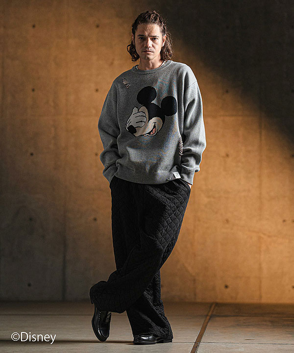 【お取り寄せ 50%OFF SALE セール】 GLIMCLAP グリムクラップ Jacquard cotton fabric sweater -Mickey Mouse-