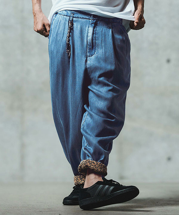 2025 春夏 2nd 先行予約 5月中旬〜下旬入荷予定 GLIMCLAP Color scheme design & balloon silhouette pants -light ounce denim- atfpts